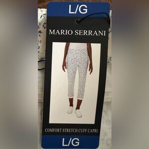 Mario Serrani Blue and White Patterned Capri Pants Women’s Large NWT